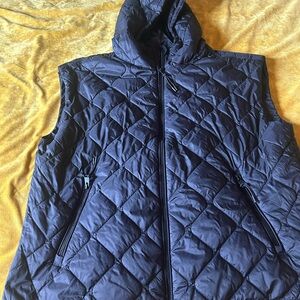 Calvin Klein down vest with zip pockets and hood in black